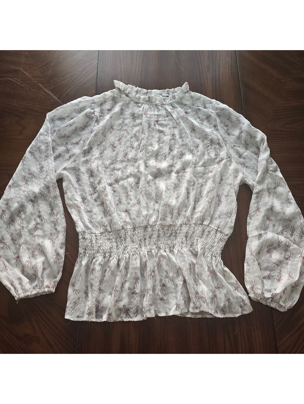 Sweet Rain sheer floral peplum blouse